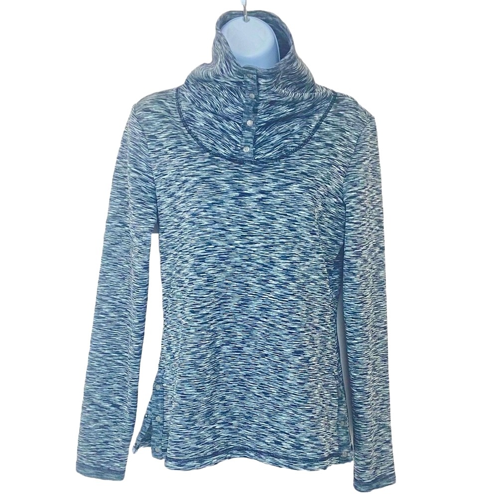 Athleta Pullover Coaster Sweatshirt Small Space Dye Funnel Neck Pockets Cozy